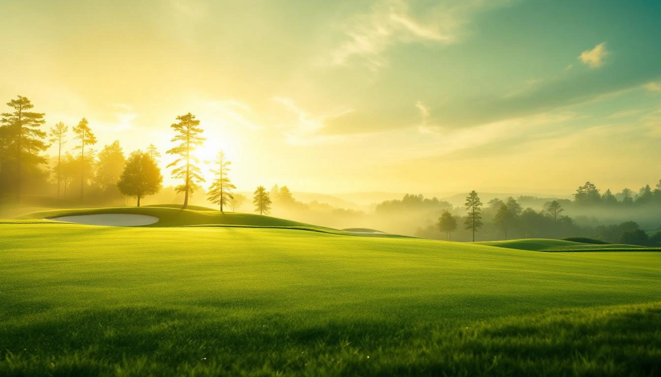 Golf-Fairway im Sonnenaufgang